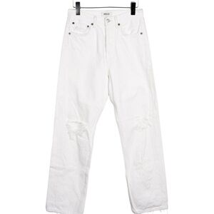 White Distressed Straight-Leg Jeans size 25 Agolde